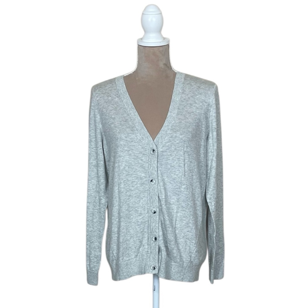 CAbi “Cobblestone” Light Gray Cardigan with Back Zipper (N-1) - Picture 3 of 11